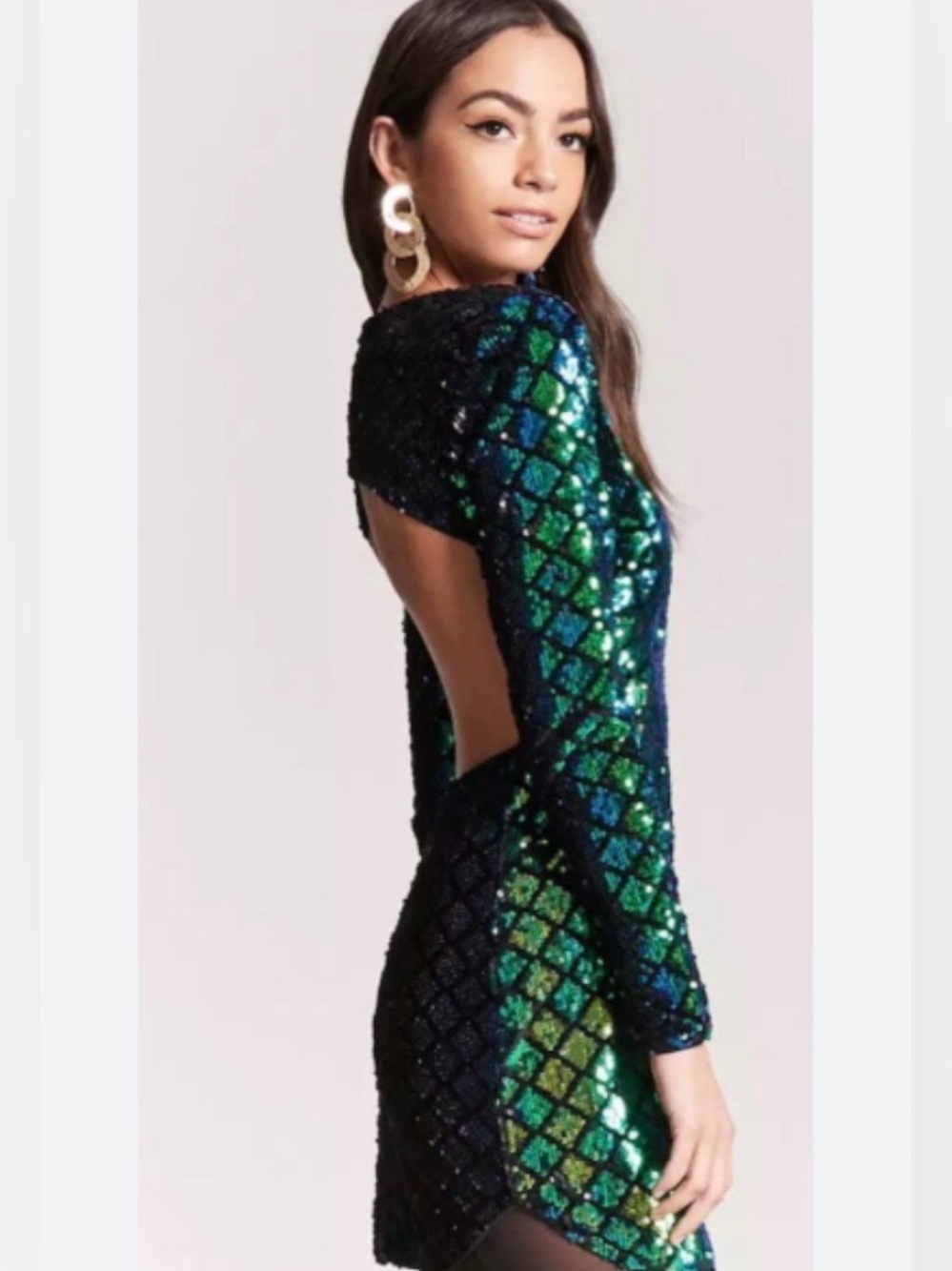 Forever 21 Mermaid Sequin Bodycon Dress With Open Back